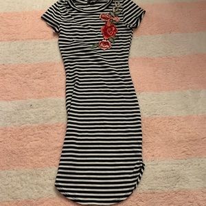 Papaya striped rose bodycon dress